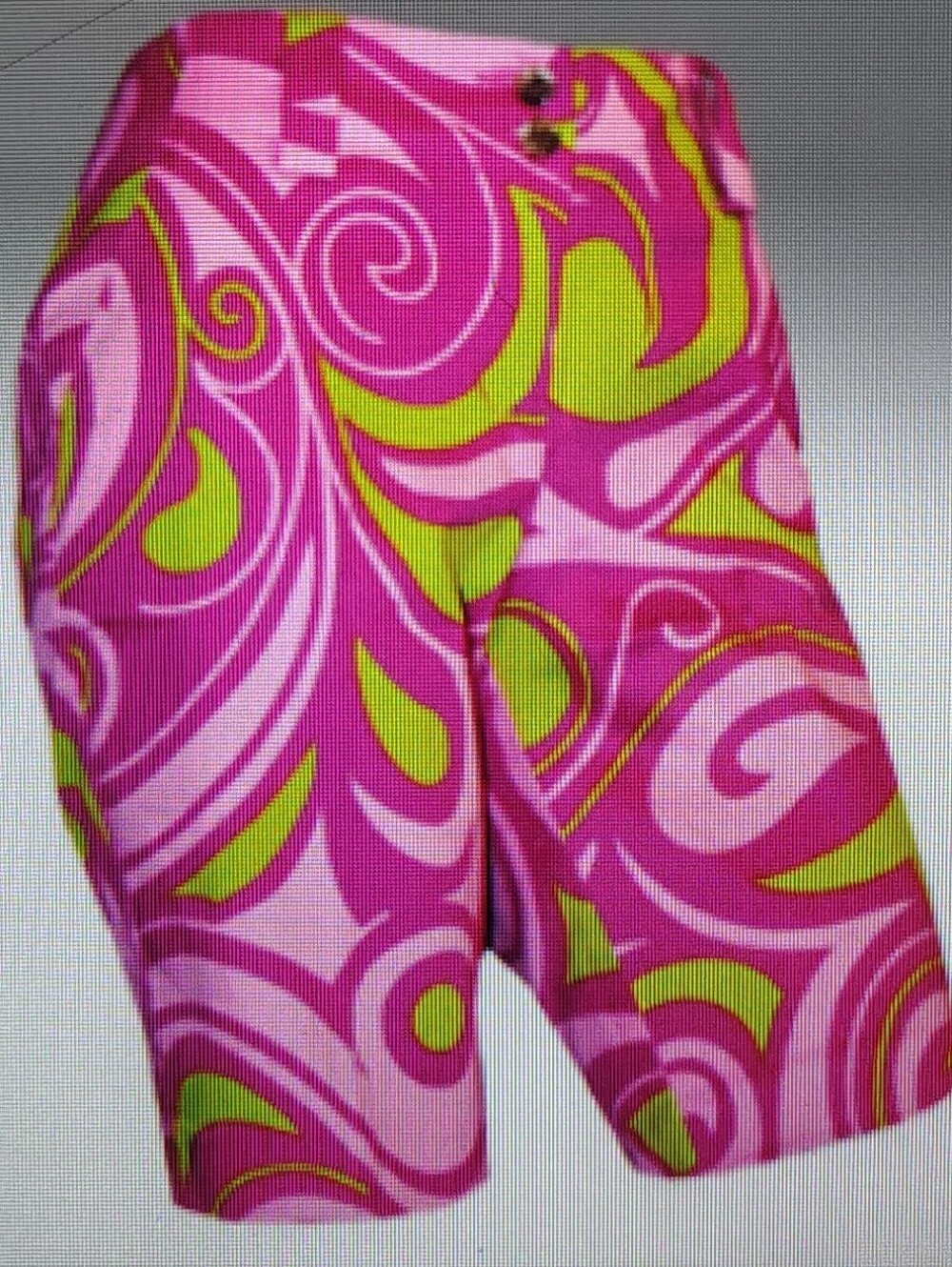 Loudmouth Golf Pink Psychedelic Swirl Mod 'Cotton Candy' Bermuda Shorts Womens 8